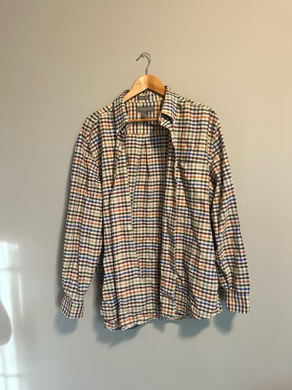 Saddlebred Men's Lightweight Check Shirt Jacket - Blue, Brown & Cream